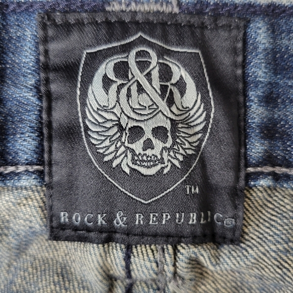 Rock & Republic Jeans Men Size 36 36X31 Relaxed Straight Leg Distressed Cotton - Picture 8 of 15